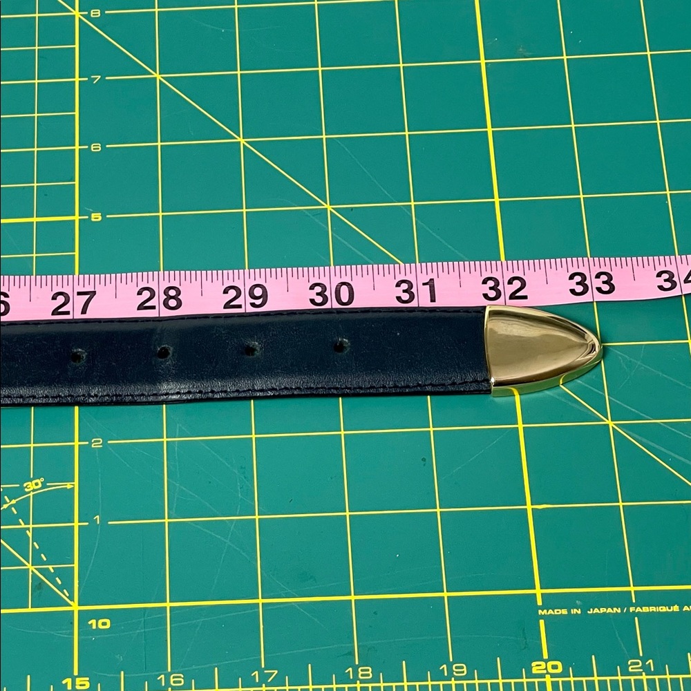 Vintage Leather Blue & Gold Buckle Belt - Picture 9 of 9
